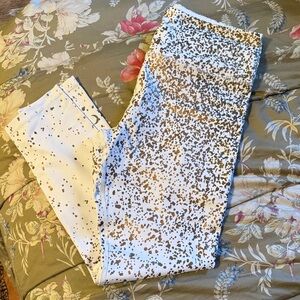 ZYIA White and Gold Speckled Leggings